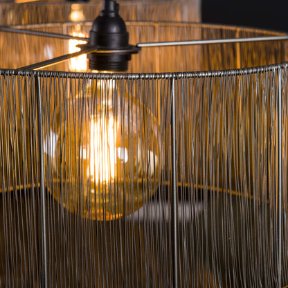 Luxusbetten24 Candela Pendelleuchte Schwarznick 2‑Leuchten mit geflecht Design