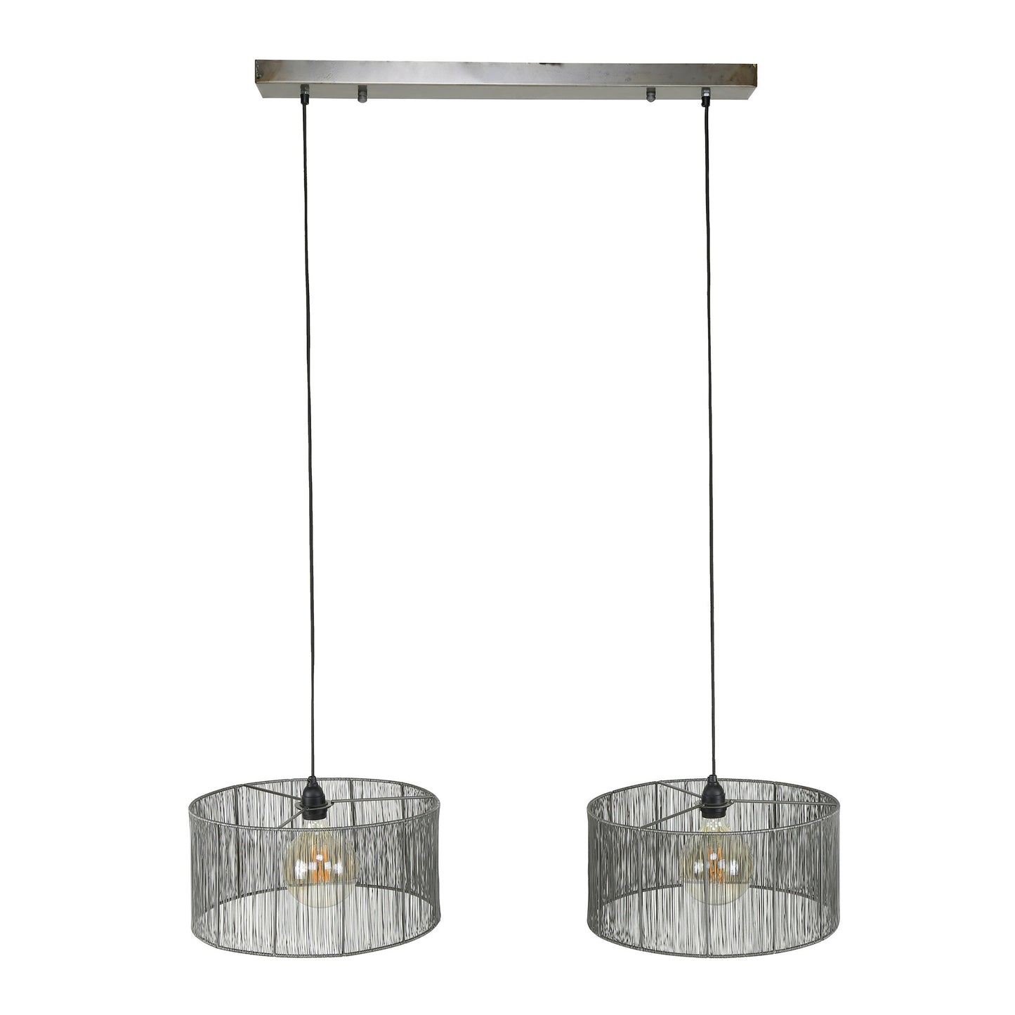 Luxusbetten24 Candela Pendelleuchte Schwarznick 2‑Leuchten mit geflecht Design