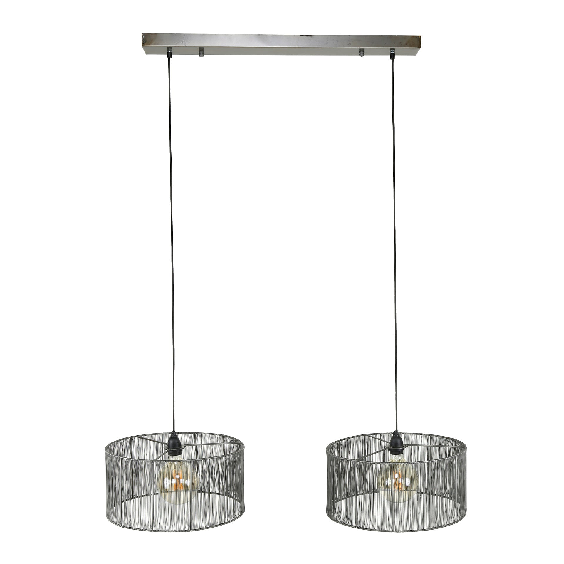 Luxusbetten24 Candela Pendelleuchte Schwarznick 2‑Leuchten mit geflecht Design