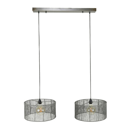 Luxusbetten24 Candela Pendelleuchte Schwarznick 2‑Leuchten mit geflecht Design