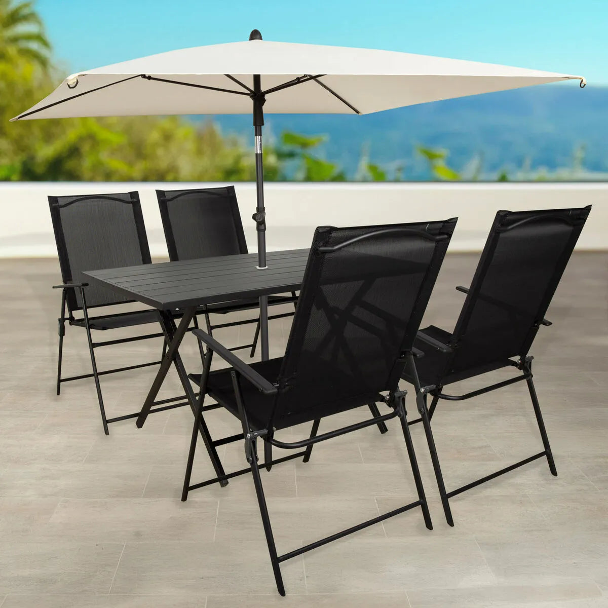 Aktive Parasol de Jardín Beige 175 × 175 cm Mástil Centrado