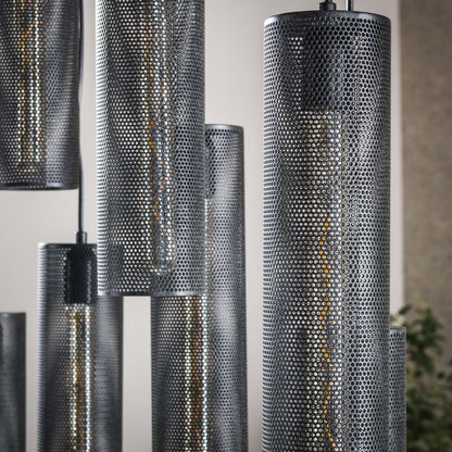 Pendelleuchte „Marcella“ – Mit 9 Leuchten in Edlem Schwarzen Tube-Mesh-Design