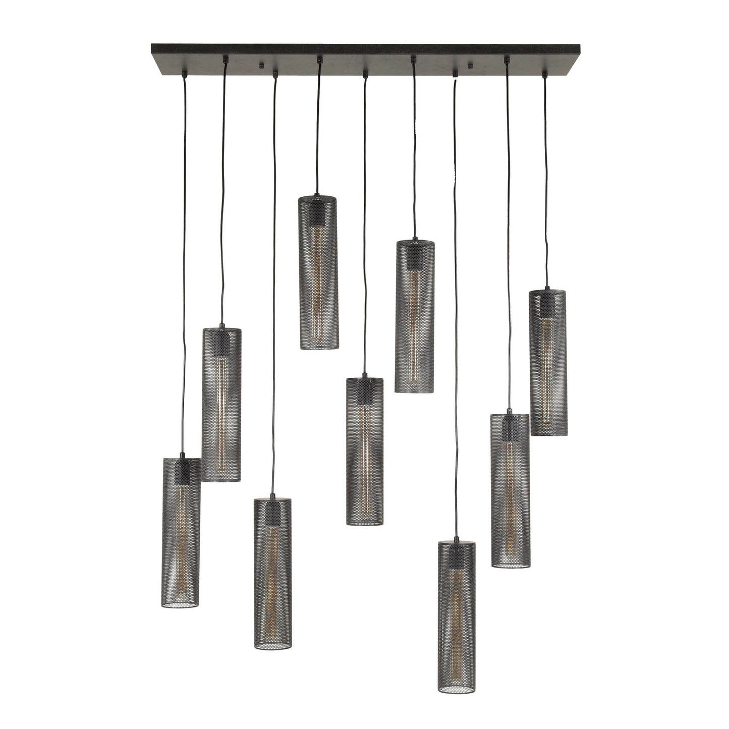 Pendelleuchte „Marcella“ – Mit 9 Leuchten in Edlem Schwarzen Tube-Mesh-Design