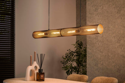 Luxusbetten24 Celvin Pendelleuchte Horizontales Tube‑Mesh‑Design mit 4 Leuchten Schwarz