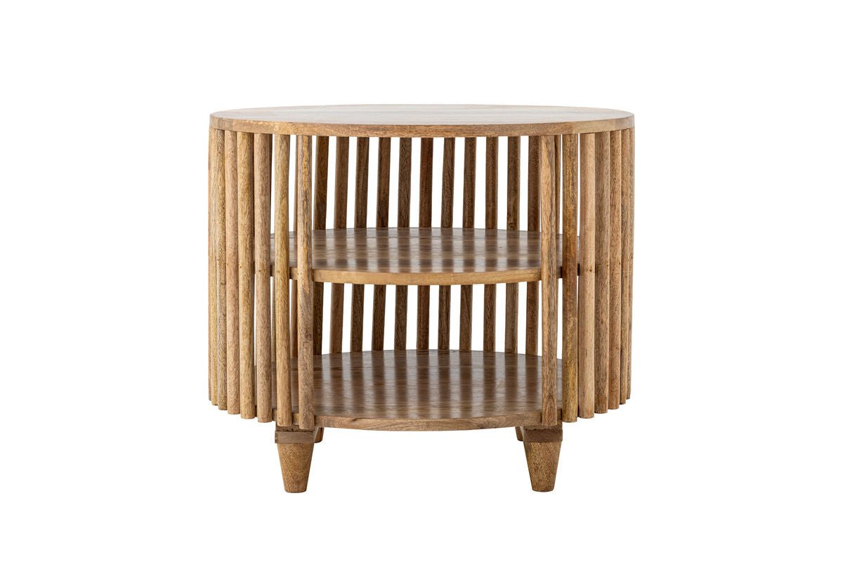 Couchtisch Keegan – Rundes Mangoholz-Design Mit Praktischen Ablagen