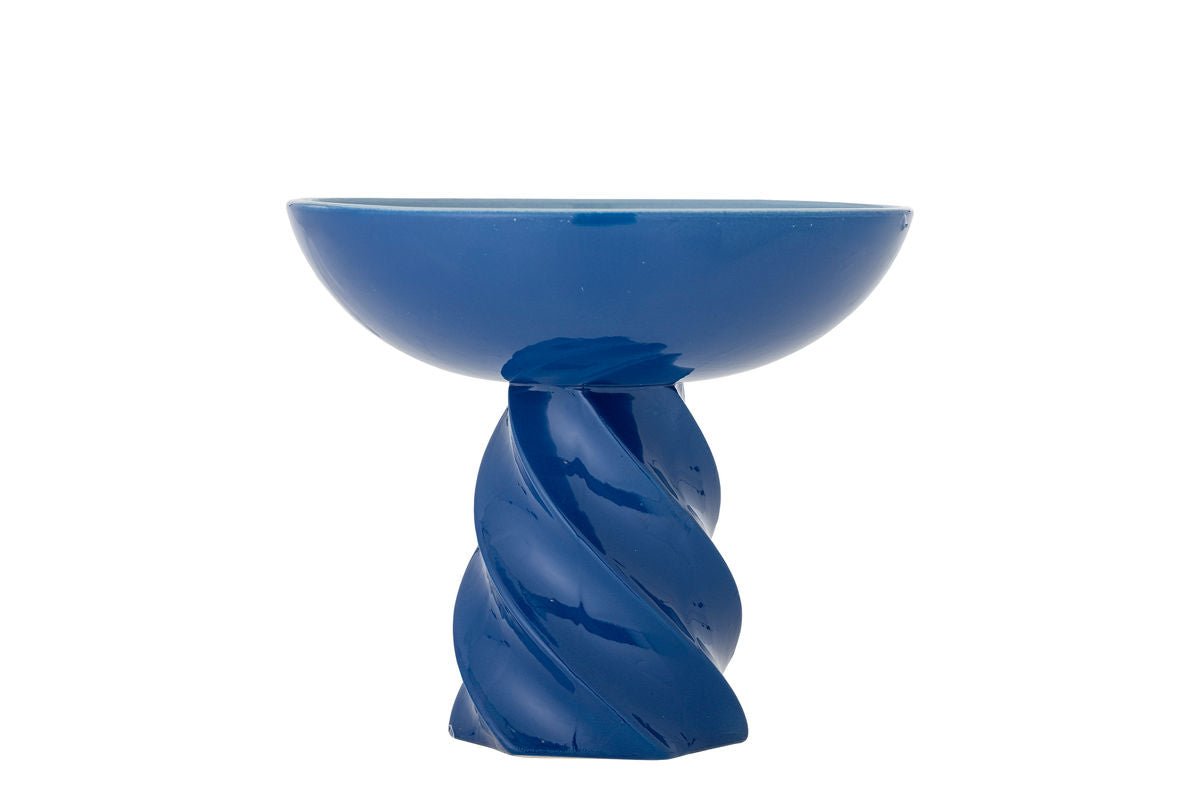 Luxusbetten24 Mily Sockelschale Handbemalt Steingutschale Blau Elegant Wohnzimmer