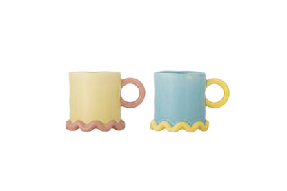 Luxusbetten24 Marina Becher-Set Handbemalte Farbakzente Bunt 2er-Set