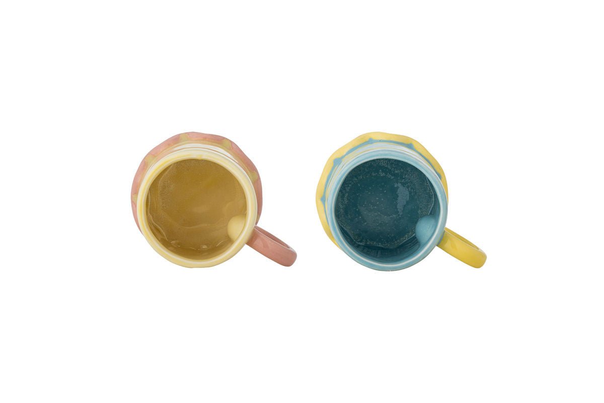 Luxusbetten24 Marina Becher-Set Handbemalte Farbakzente Bunt 2er-Set