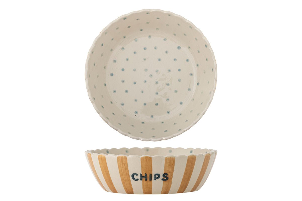 Luxusbetten24 Schale Mira Handbemalte Chips-Schale aus Steingut, Bunt