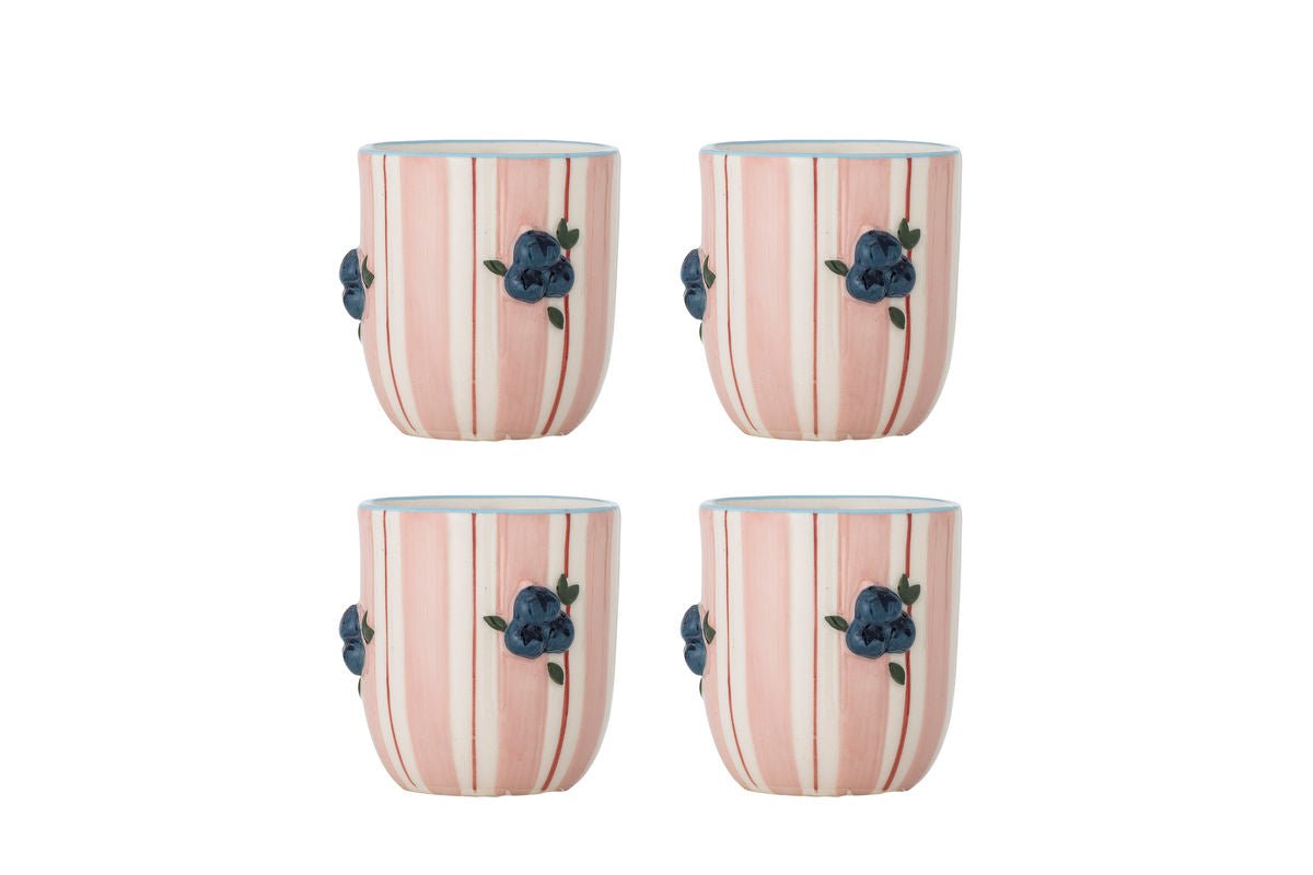 Naomie Tassen-Set – Elegantes 4‑er‑Set in Zartem Rosé, Reliefdesign