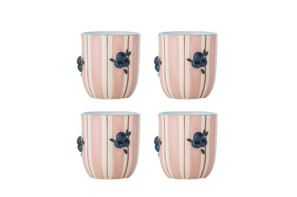Naomie Tassen-Set – Elegantes 4‑er‑Set in Zartem Rosé, Reliefdesign
