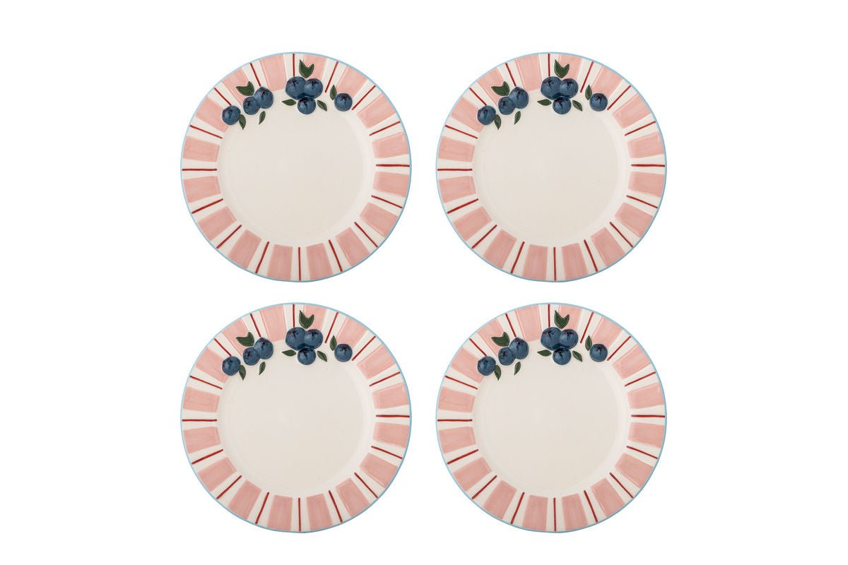 Luxusbetten24 Hari Teller-Set Handbemalt Steingut Rosé 4er-Set Design