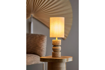 Alvara Tischlampe Travertin Natur Skulpturales Designobjekt Elegant Wohnzimmer