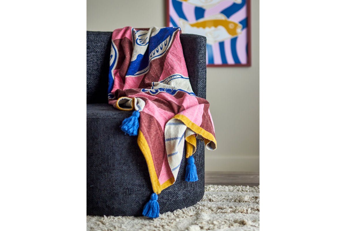 Solaia Überwurfdecke Bunt aus Recycelter Baumwolle 160×130 cm