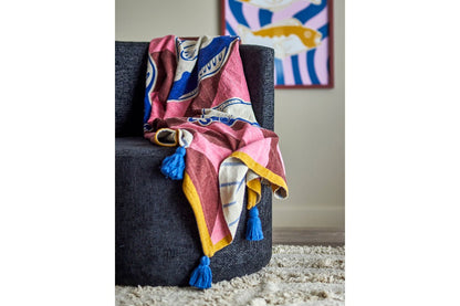 Solaia Überwurfdecke Bunt aus Recycelter Baumwolle 160×130 cm