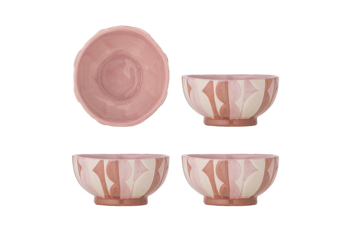 Luxusbetten24 Rosalie 4‑teiliges Steingut‑Schalen-Set in Rosé