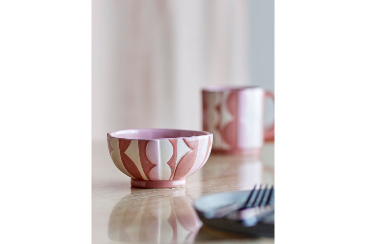 Luxusbetten24 Rosalie 4‑teiliges Steingut‑Schalen-Set in Rosé