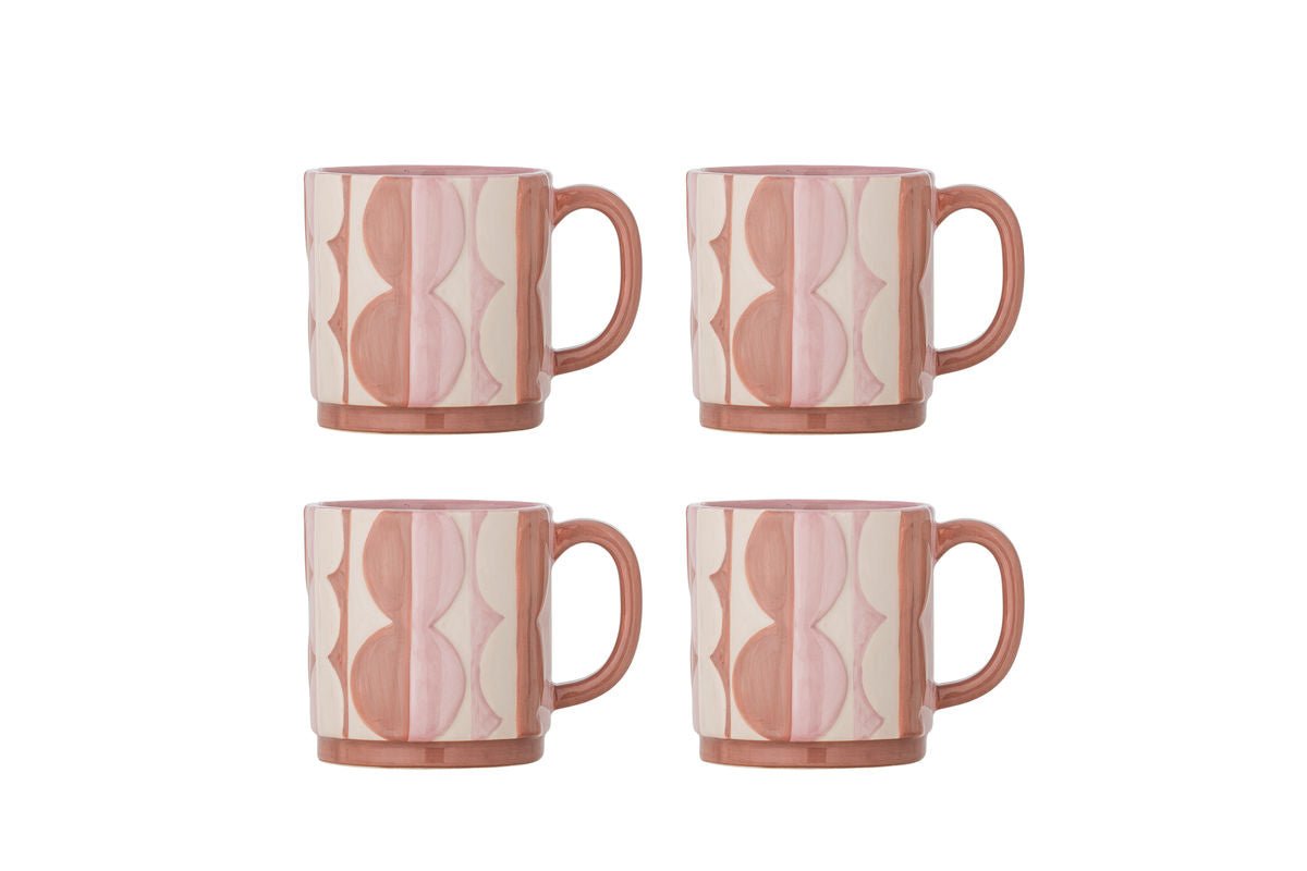 Becher Rosina – Handbemalte Steingutbecher (4er-Set)