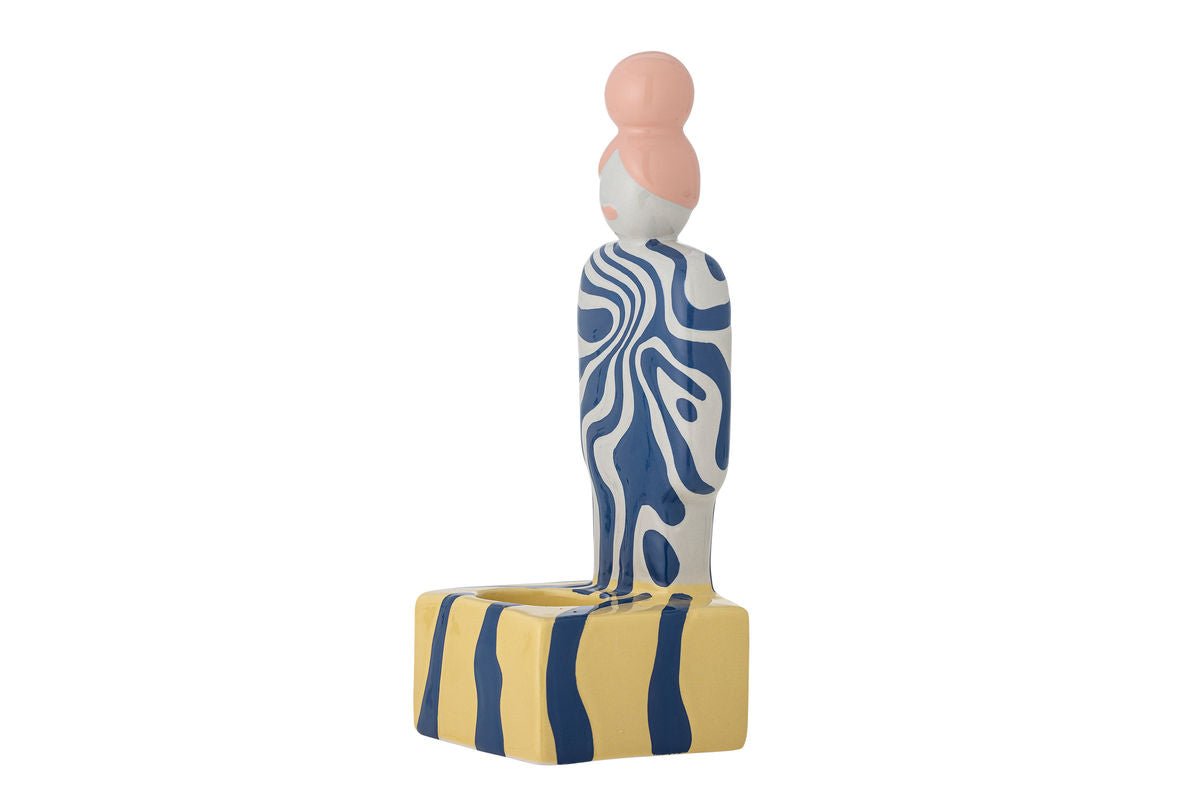 Teelichthalter Suri – Handbemalte Figur mit Wirbelmuster