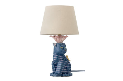 Tischlampe Liora – Handbemaltes Steingut in Blau, Dekoratives Designobjekt