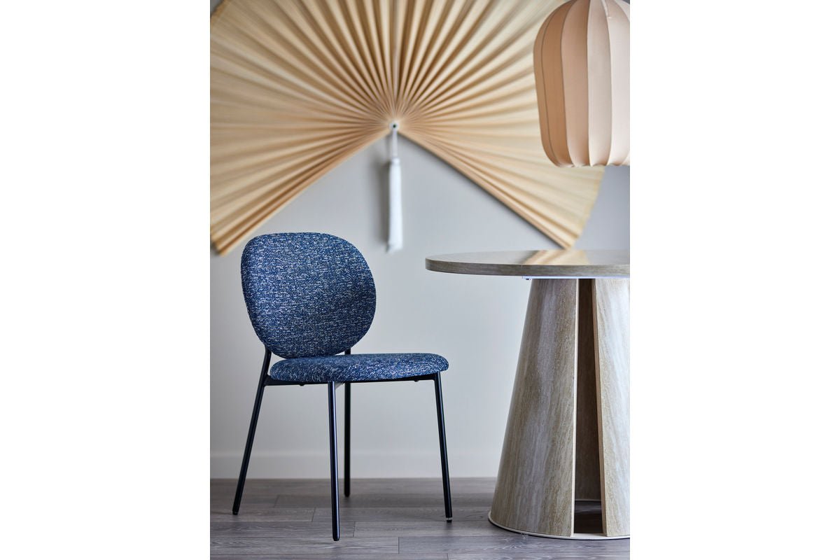 Holly Esszimmerstuhl – Chenille-Polster, Blau/Naturton Für Komfort Modern Design