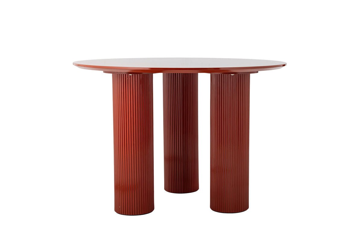 Esstisch Rufia – Skulpturales Design in Rot