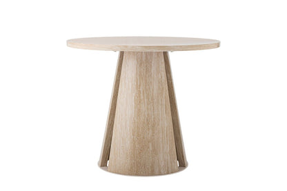 Luxusbetten24 Travio Esstisch Rundes Design im Travertin-Look Naturton