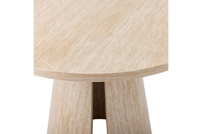 Luxusbetten24 Travio Esstisch Rundes Design im Travertin-Look Naturton