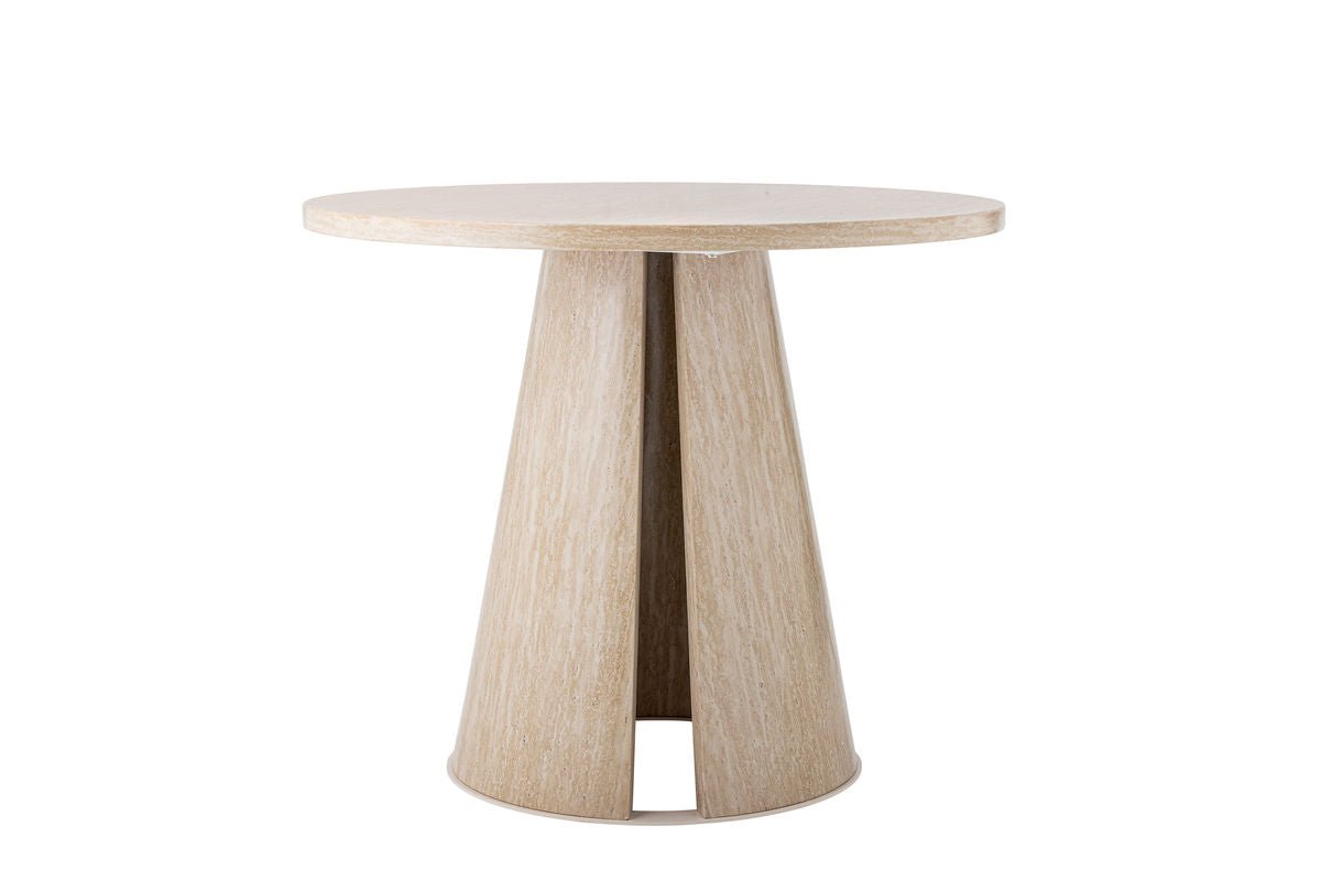 Luxusbetten24 Travio Esstisch Rundes Design im Travertin-Look Naturton