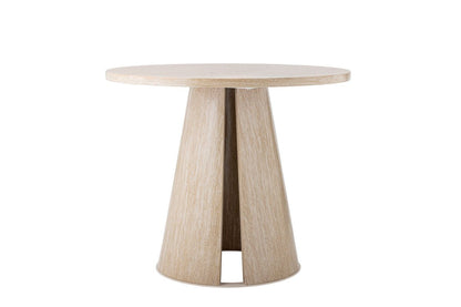 Luxusbetten24 Travio Esstisch Rundes Design im Travertin-Look Naturton