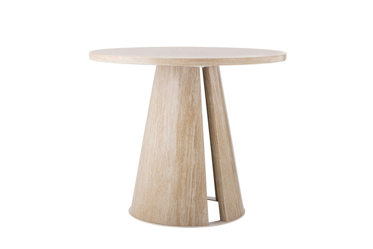 Luxusbetten24 Travio Esstisch Rundes Design im Travertin-Look Naturton