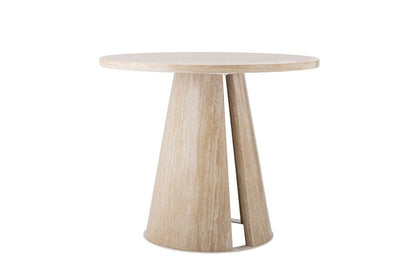 Luxusbetten24 Travio Esstisch Rundes Design im Travertin-Look Naturton