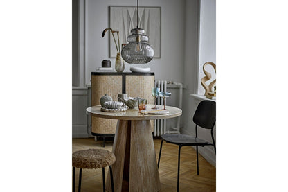 Luxusbetten24 Travio Esstisch Rundes Design im Travertin-Look Naturton