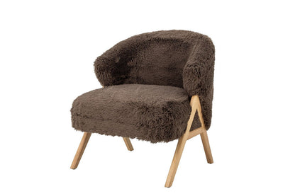 Luxusbetten24 Loungesessel Ang Kunstfell & FSC‑Holz Braun