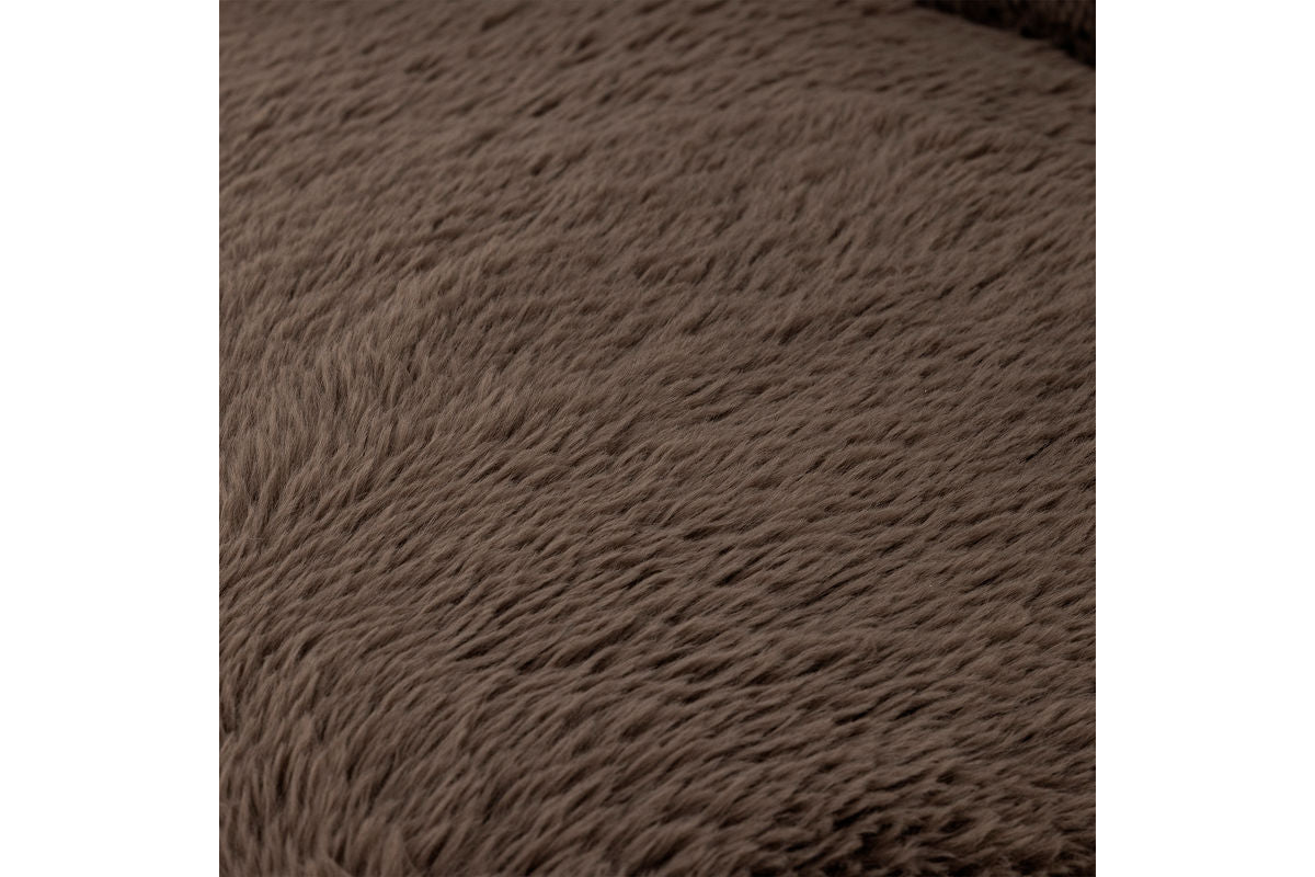 Luxusbetten24 Loungesessel Ang Kunstfell & FSC‑Holz Braun