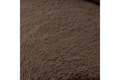 Luxusbetten24 Loungesessel Ang Kunstfell & FSC‑Holz Braun