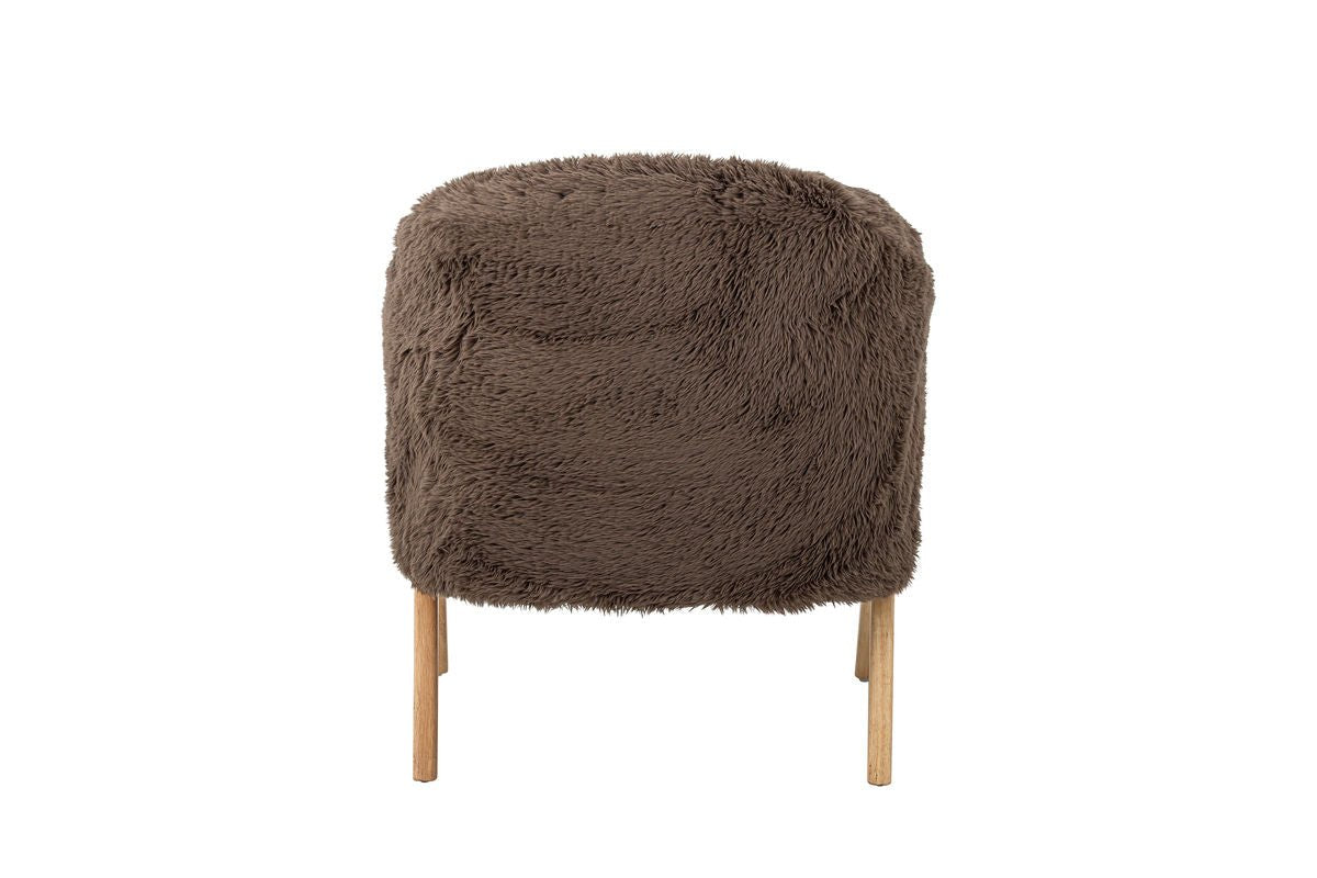 Luxusbetten24 Loungesessel Ang Kunstfell & FSC‑Holz Braun
