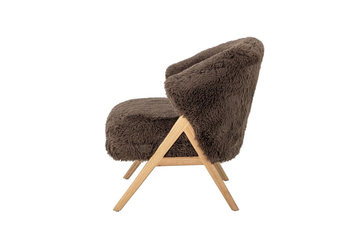 Luxusbetten24 Loungesessel Ang Kunstfell & FSC‑Holz Braun
