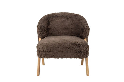 Luxusbetten24 Loungesessel Ang Kunstfell & FSC‑Holz Braun