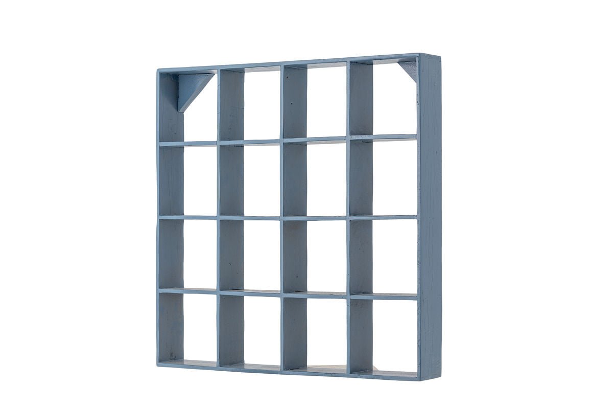 Luxusbetten24 Maribo Fächerregal aus recyceltem Holz Blau