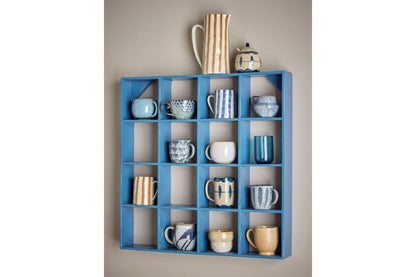 Luxusbetten24 Maribo Fächerregal aus recyceltem Holz Blau