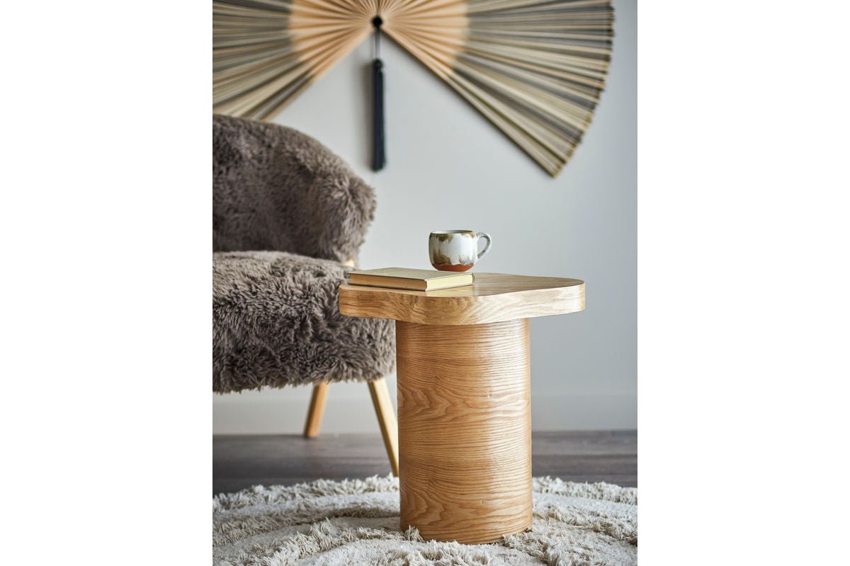 Luxusbetten24 Margo Beistelltisch Zylindrisches Design Naturton Wohnzimmer Modern