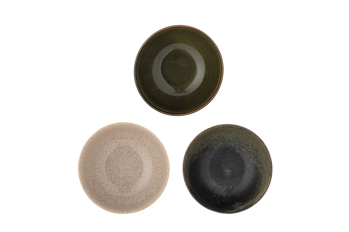 Livia Schale Set – 3‑er‑Set aus Steingut, Grün, reaktive Glasur
