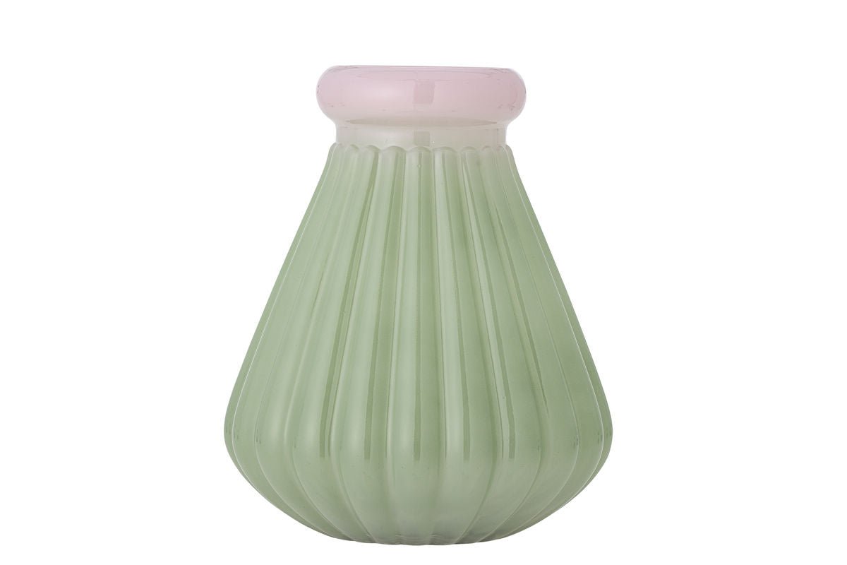 Vase Edona – Mundgeblasenes Glas mit sanfter Riffelung