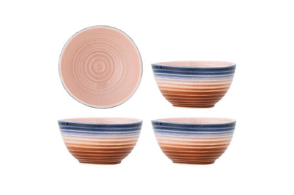 Julia Schalen-Set – 4 Stück, Warme Rosé‑Töne mit Blauen Akzenten