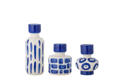 Luxusbetten24 Bluvia Vasenset Steingut Blau 3‑teilig