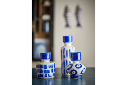 Luxusbetten24 Bluvia Vasenset Steingut Blau 3‑teilig