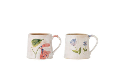 Luxusbetten24 Luni 2er Becher-Set Steingut Bunt mit Floralen Motiven
