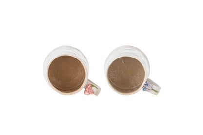 Luxusbetten24 Luni 2er Becher-Set Steingut Bunt mit Floralen Motiven