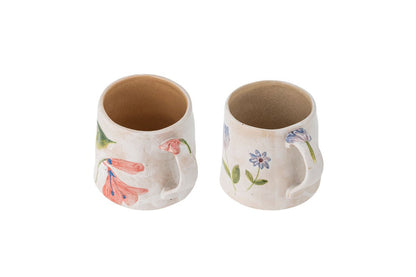 Luxusbetten24 Luni 2er Becher-Set Steingut Bunt mit Floralen Motiven